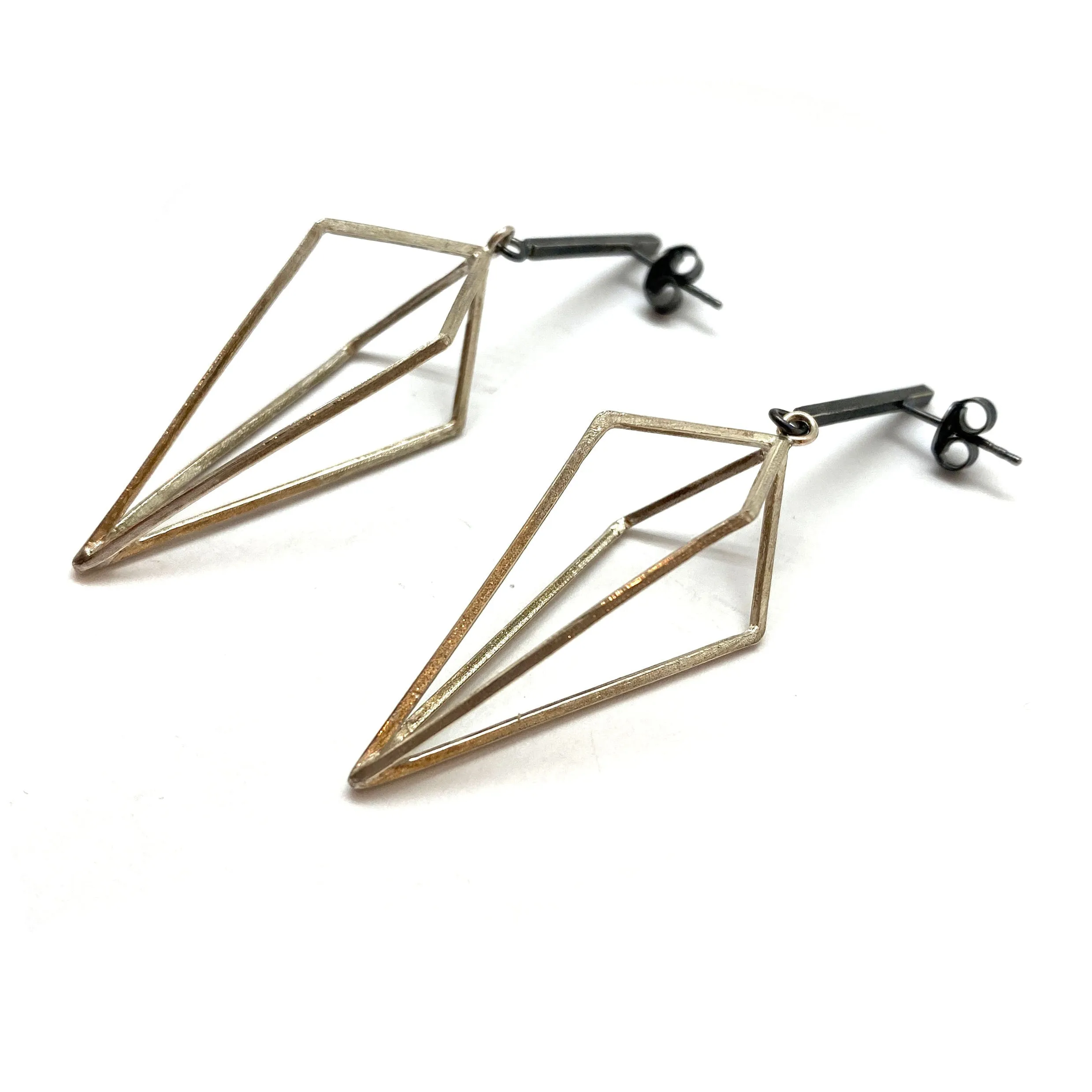 Sterling SIlver Diamond Drop Link Earrings