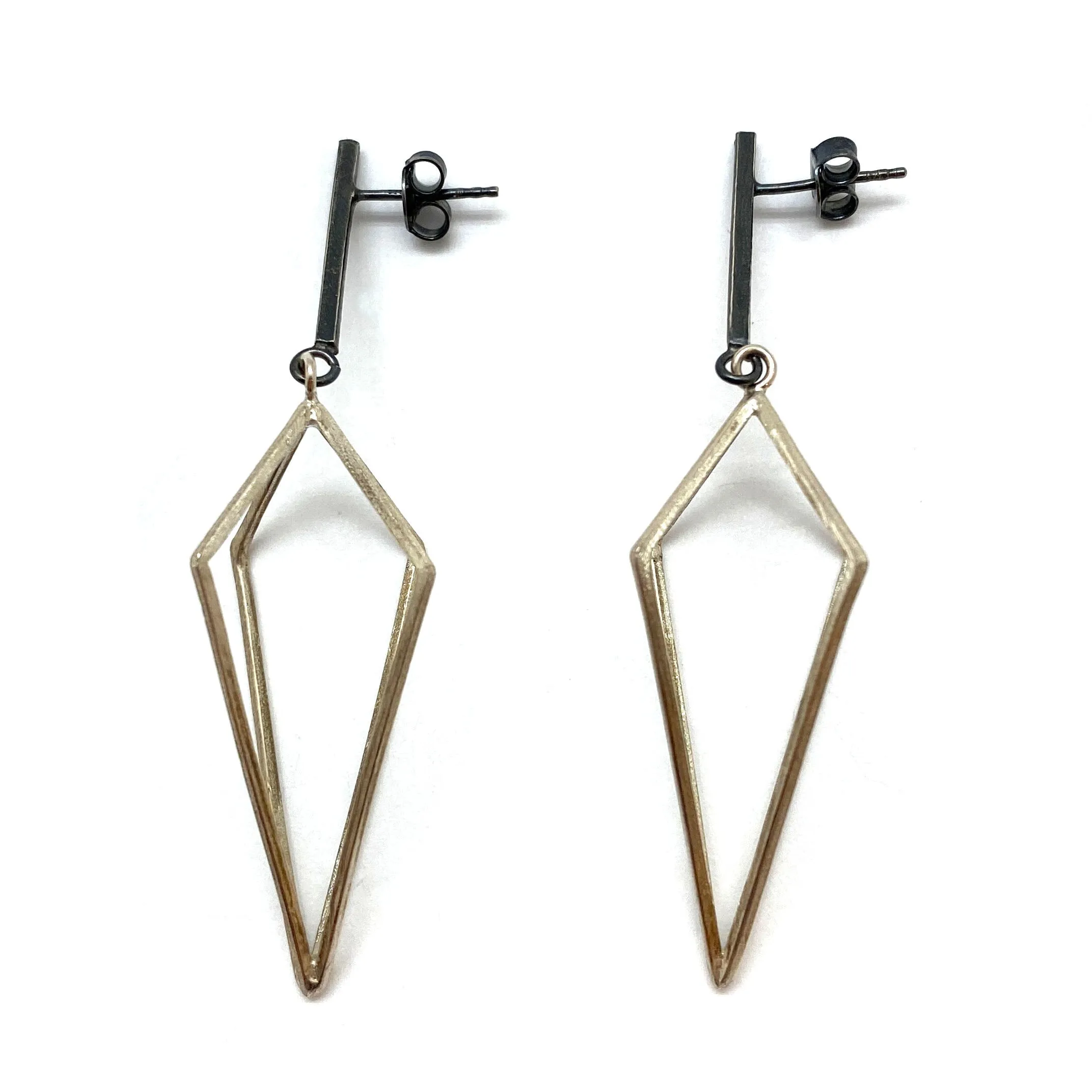 Sterling SIlver Diamond Drop Link Earrings