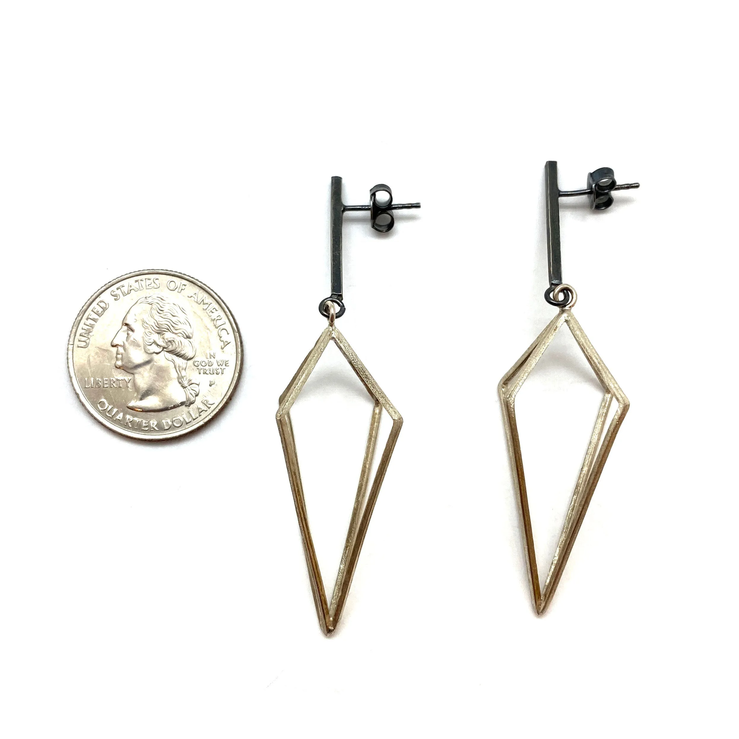 Sterling SIlver Diamond Drop Link Earrings