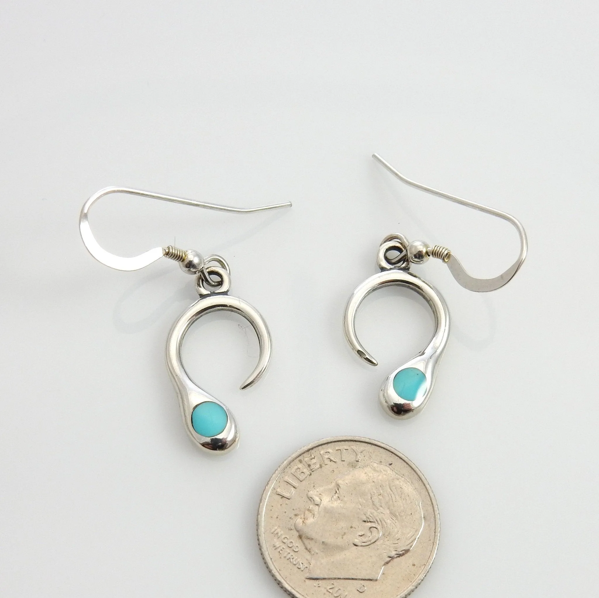 Sterling Silver Turquoise Inlay Dangle Earrings