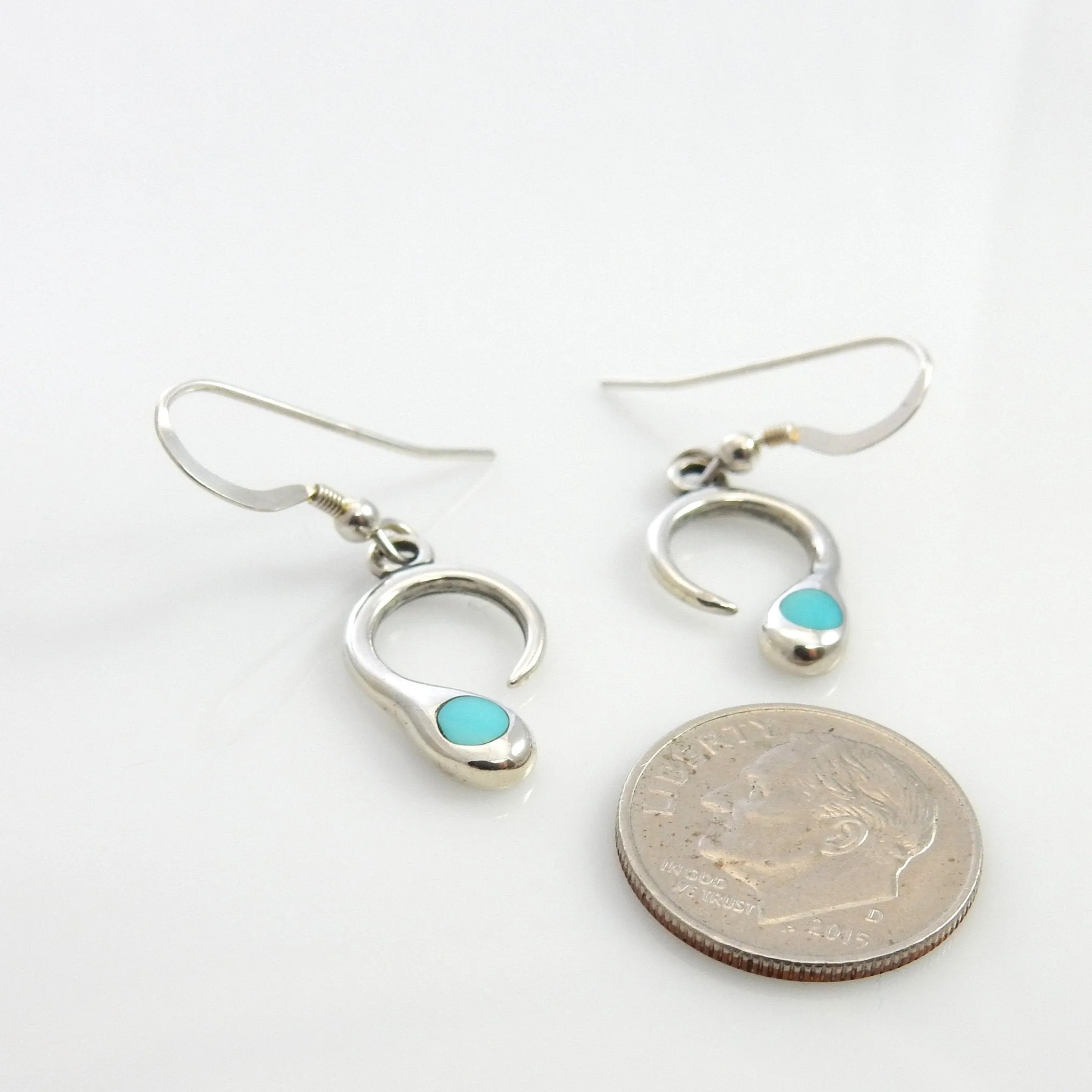 Sterling Silver Turquoise Inlay Dangle Earrings