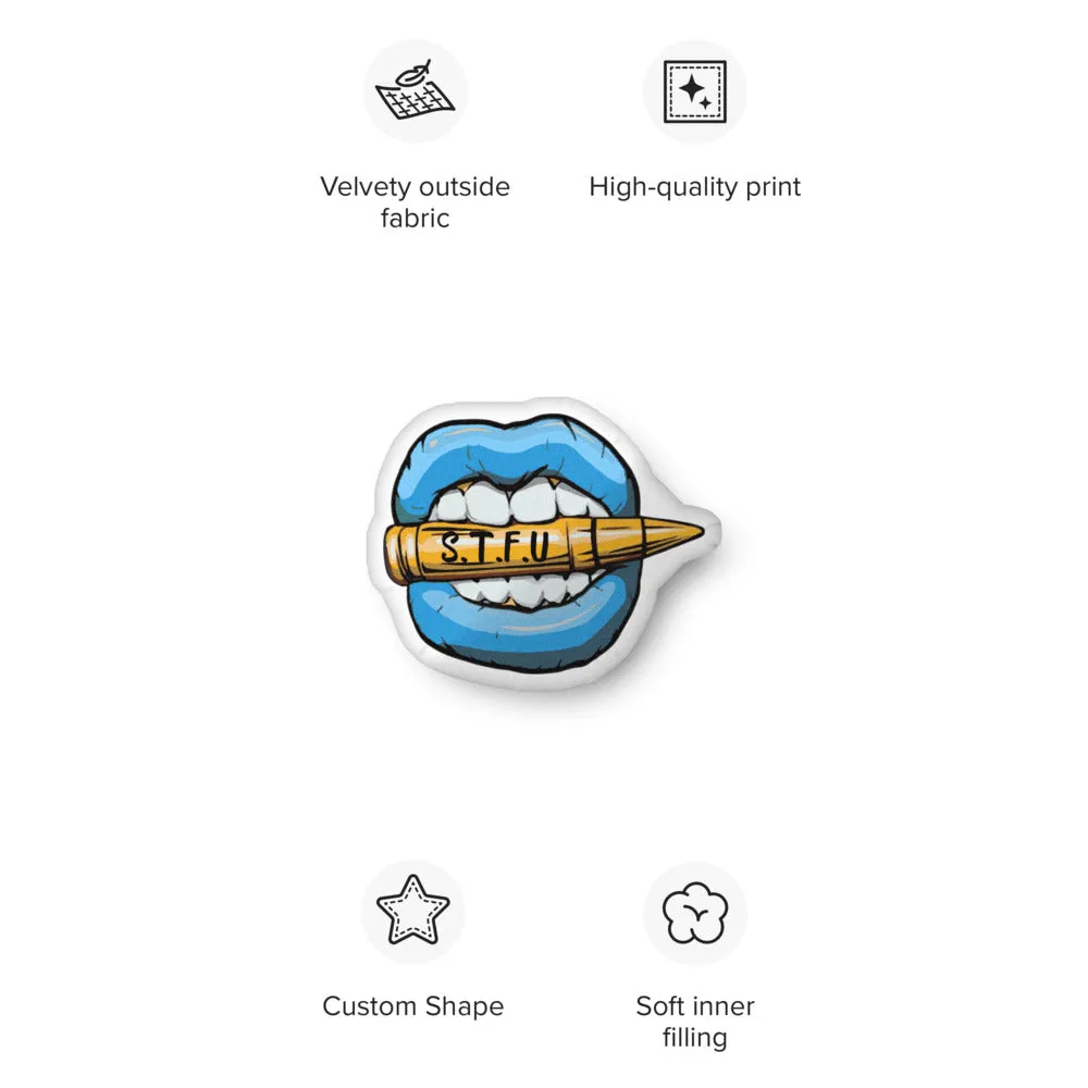 STFU Ice Blue Logo Shaped Pillow