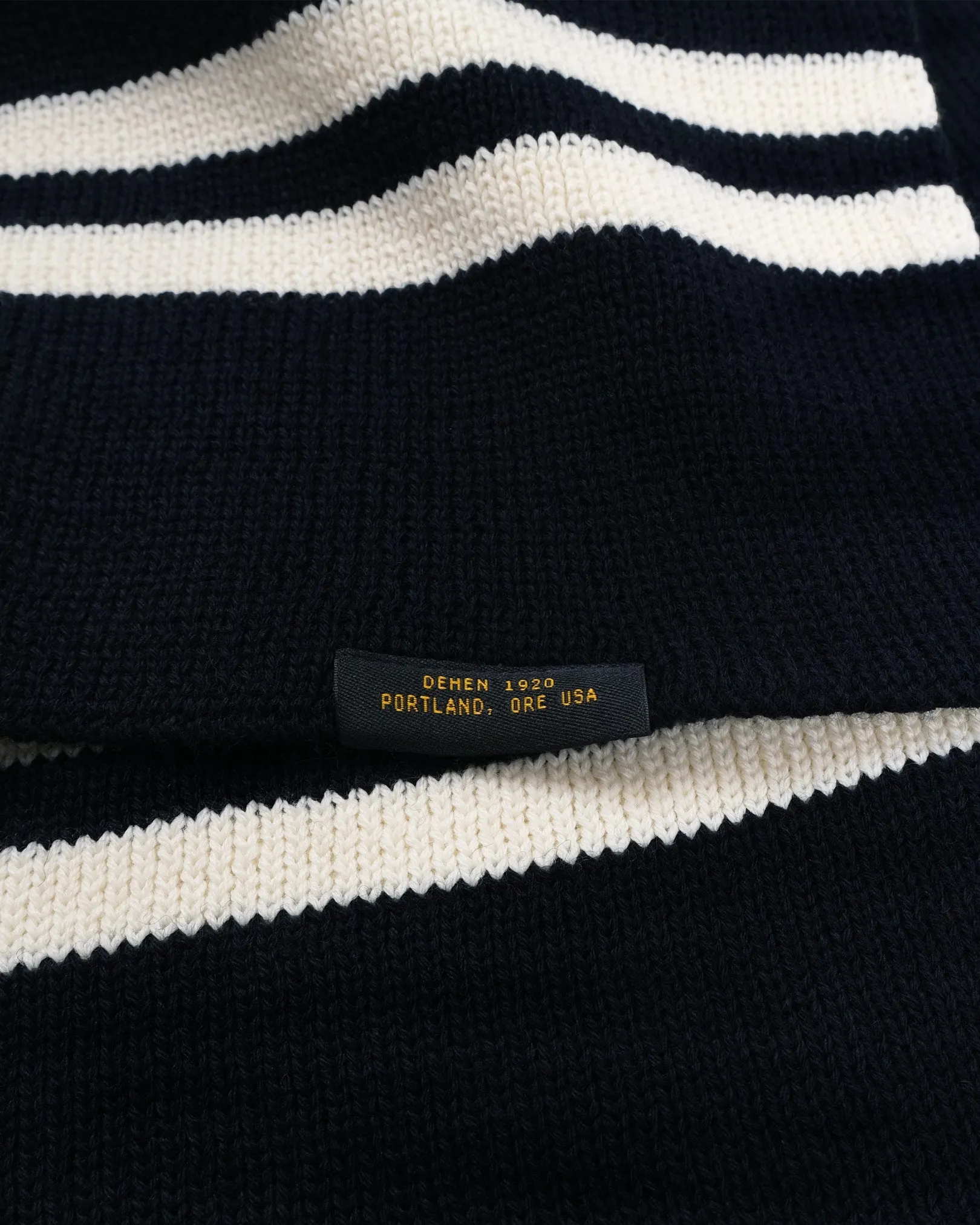 Striped Wool Scarf - Black / Off White