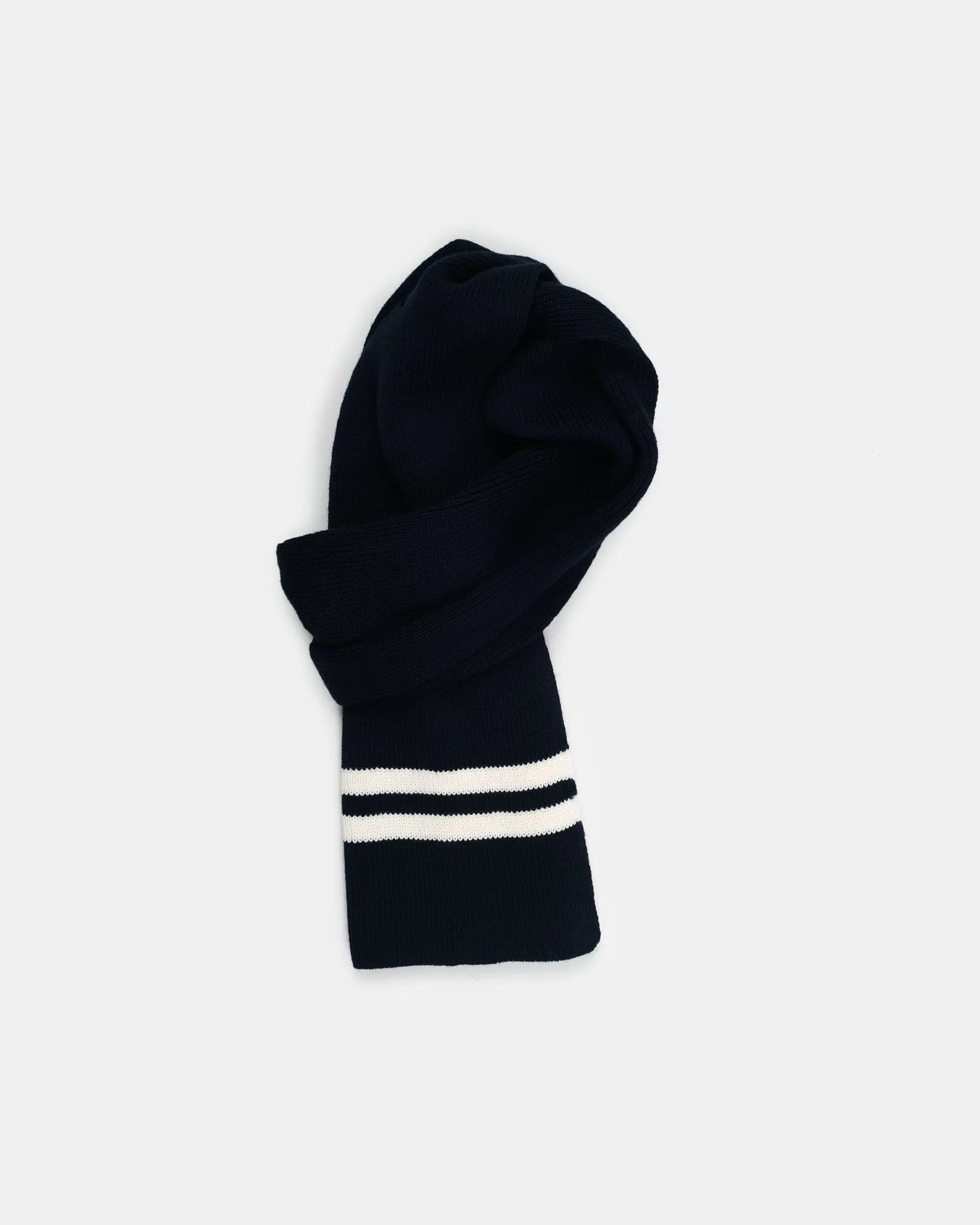 Striped Wool Scarf - Black / Off White