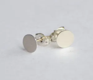 Stylish, Hand-Made and Affordable Stirling Silver Flat Circular Stud Earrings - 0010