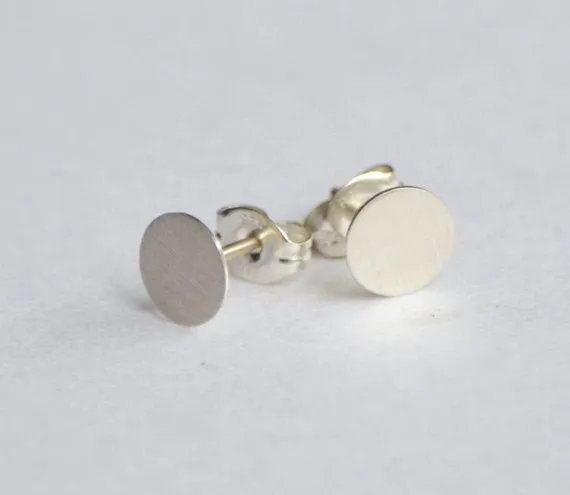 Stylish, Hand-Made and Affordable Stirling Silver Flat Circular Stud Earrings - 0010