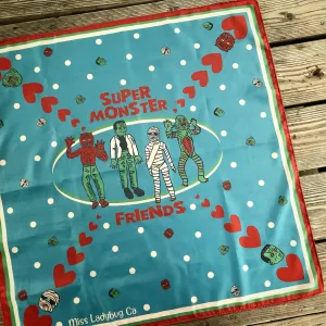 SUPER MONSTER FRIENDS SCARF *DUSTY BLUE