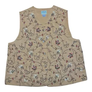 Susan Bristol Khaki Tan Paisley Embroidered Vest