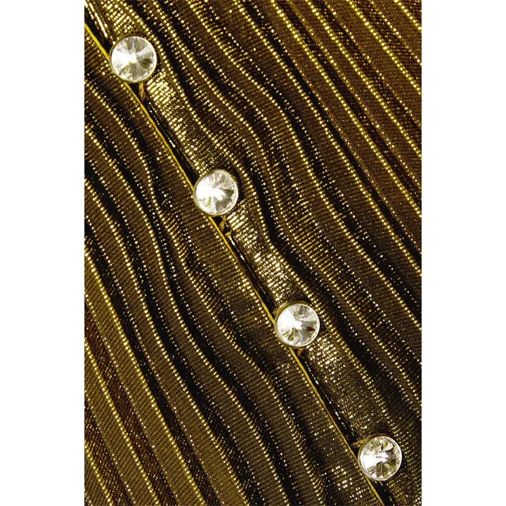 Swarovski Crystal-Embellished Plissé-Lamé Gown