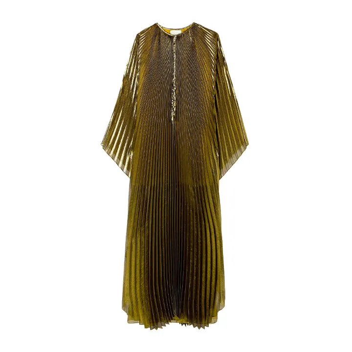 Swarovski Crystal-Embellished Plissé-Lamé Gown