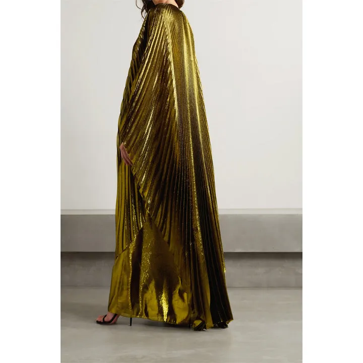 Swarovski Crystal-Embellished Plissé-Lamé Gown