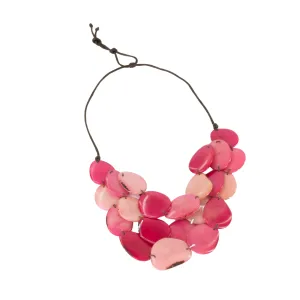 Tagua Pink Necklace Oval Shaped