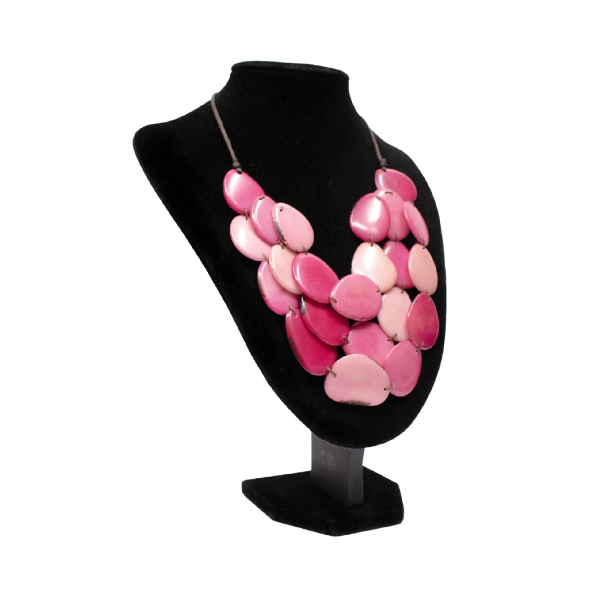 Tagua Pink Necklace Oval Shaped