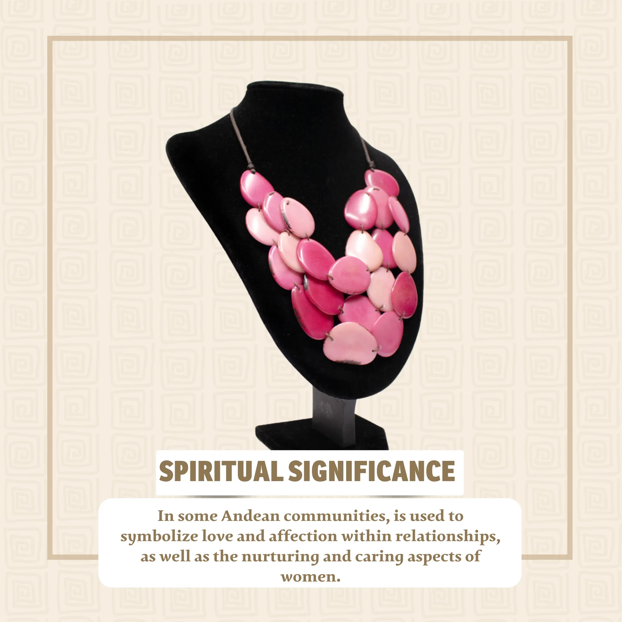 Tagua Pink Necklace Oval Shaped