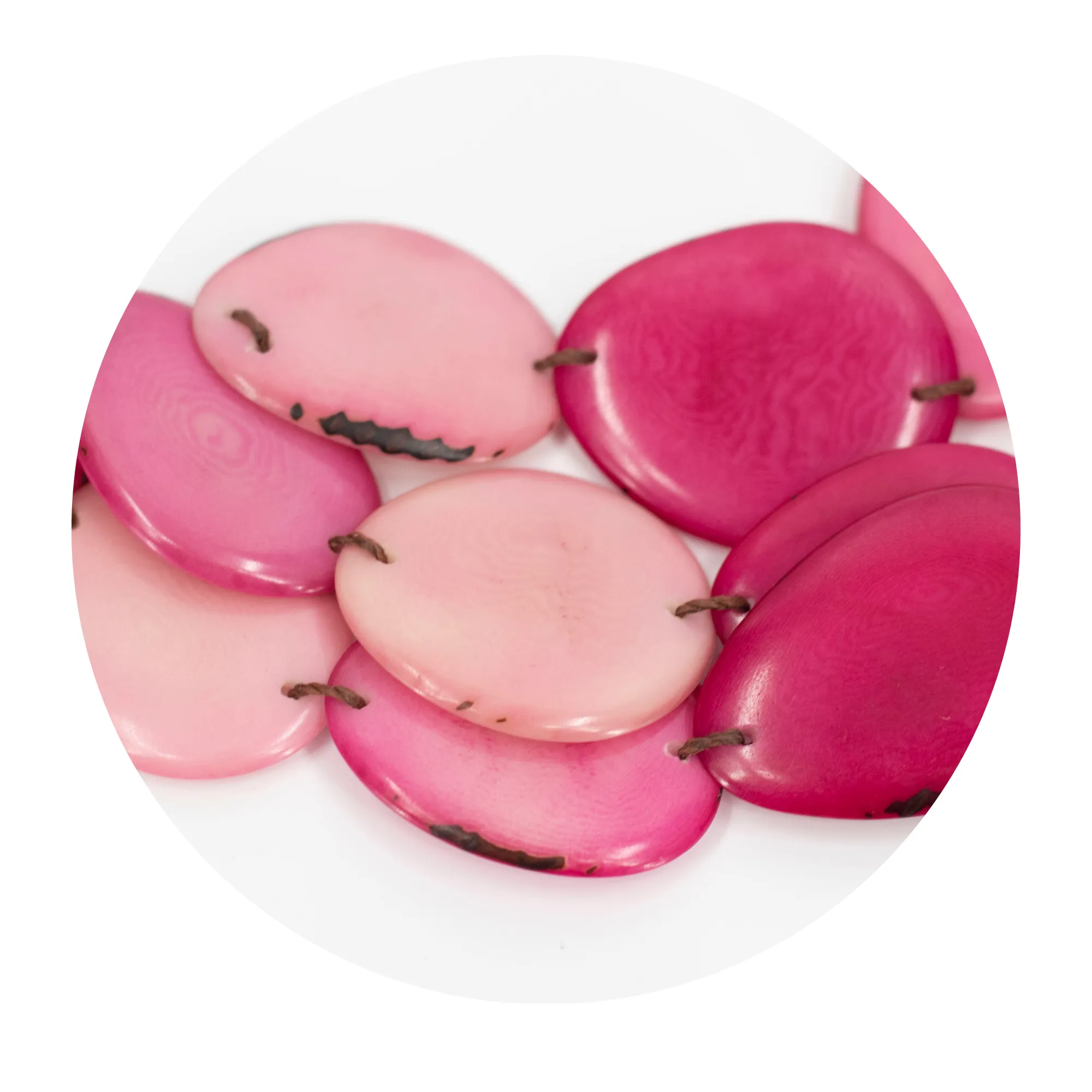 Tagua Pink Necklace Oval Shaped