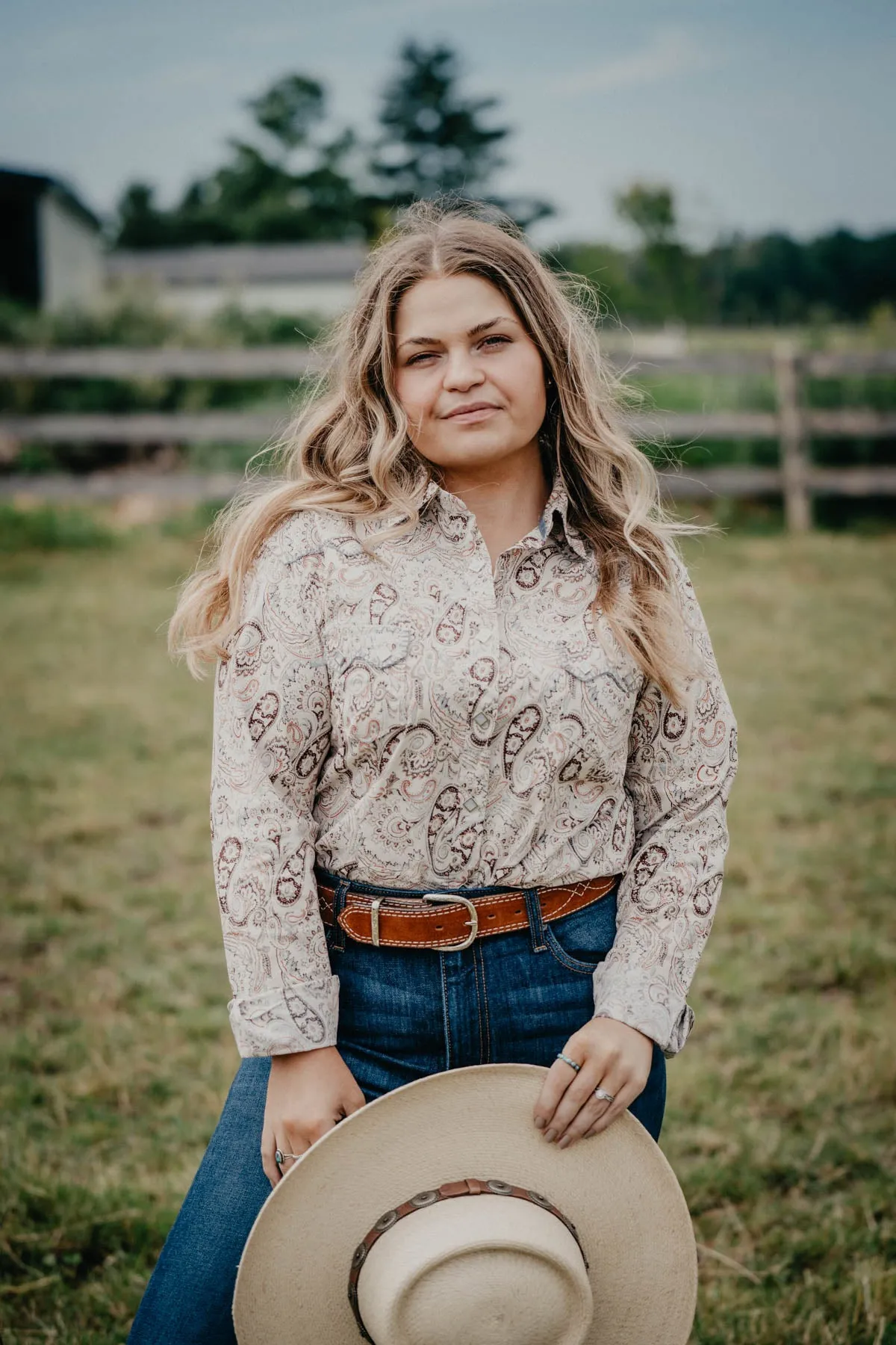 'Tanya' Paisley Ladies Long Sleeve Pearl Snap (S-XL)