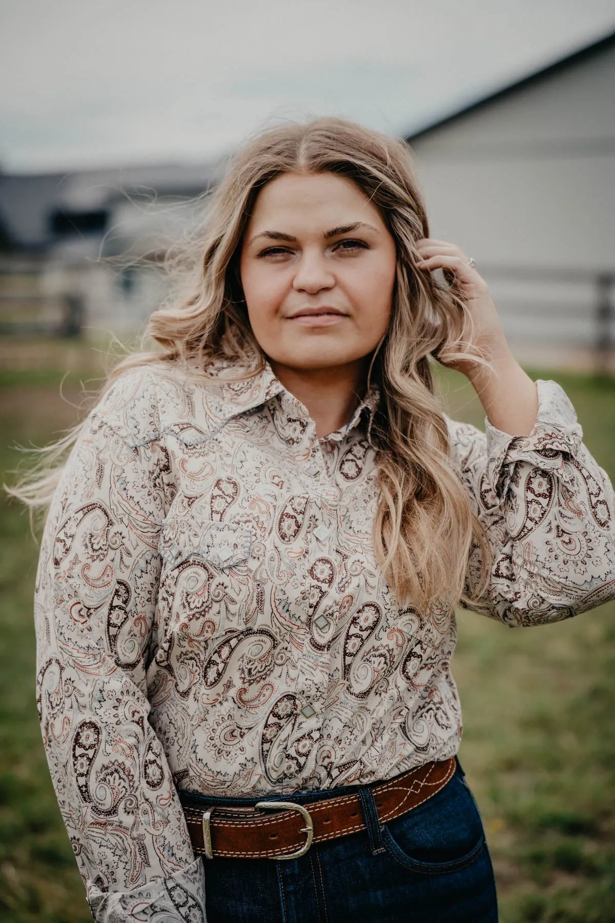 'Tanya' Paisley Ladies Long Sleeve Pearl Snap (S-XL)
