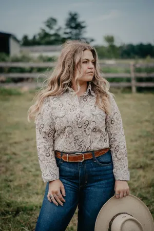 'Tanya' Paisley Ladies Long Sleeve Pearl Snap (S-XL)