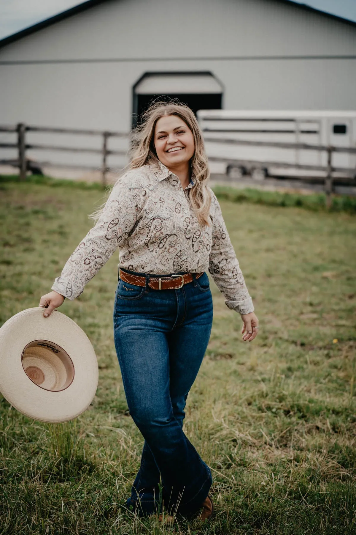 'Tanya' Paisley Ladies Long Sleeve Pearl Snap (S-XL)