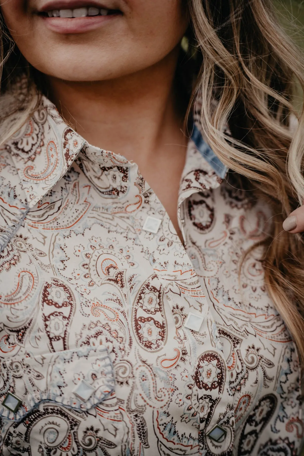 'Tanya' Paisley Ladies Long Sleeve Pearl Snap (S-XL)