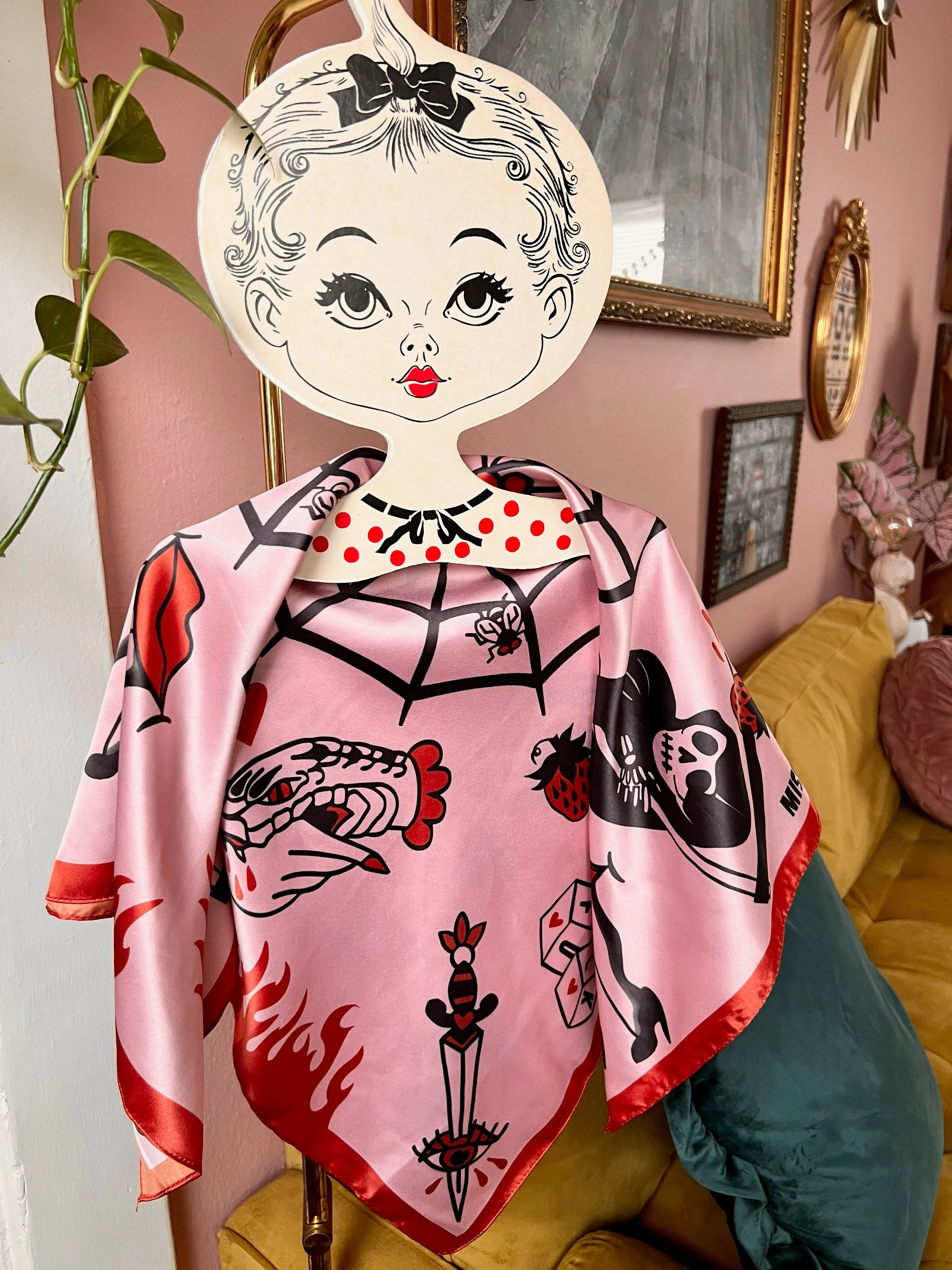 TATOO FLASH SCARF *PEACH PINK