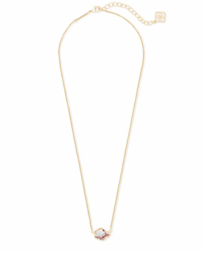 Tess Gold Pendant Necklace In Dichroic Glass