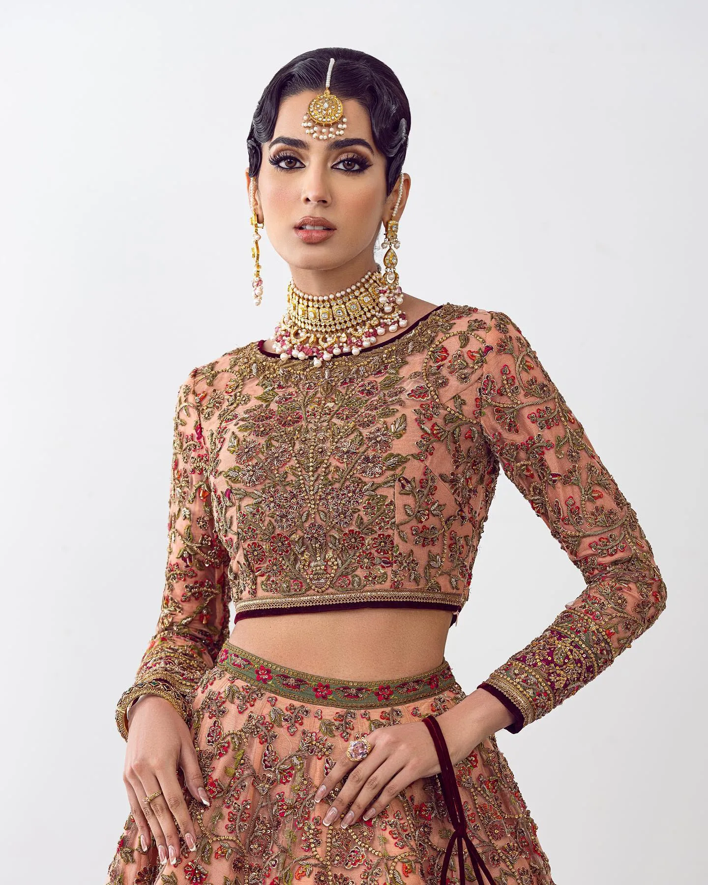 Traditional Bridal Lehenga Choli and Dupatta Dress