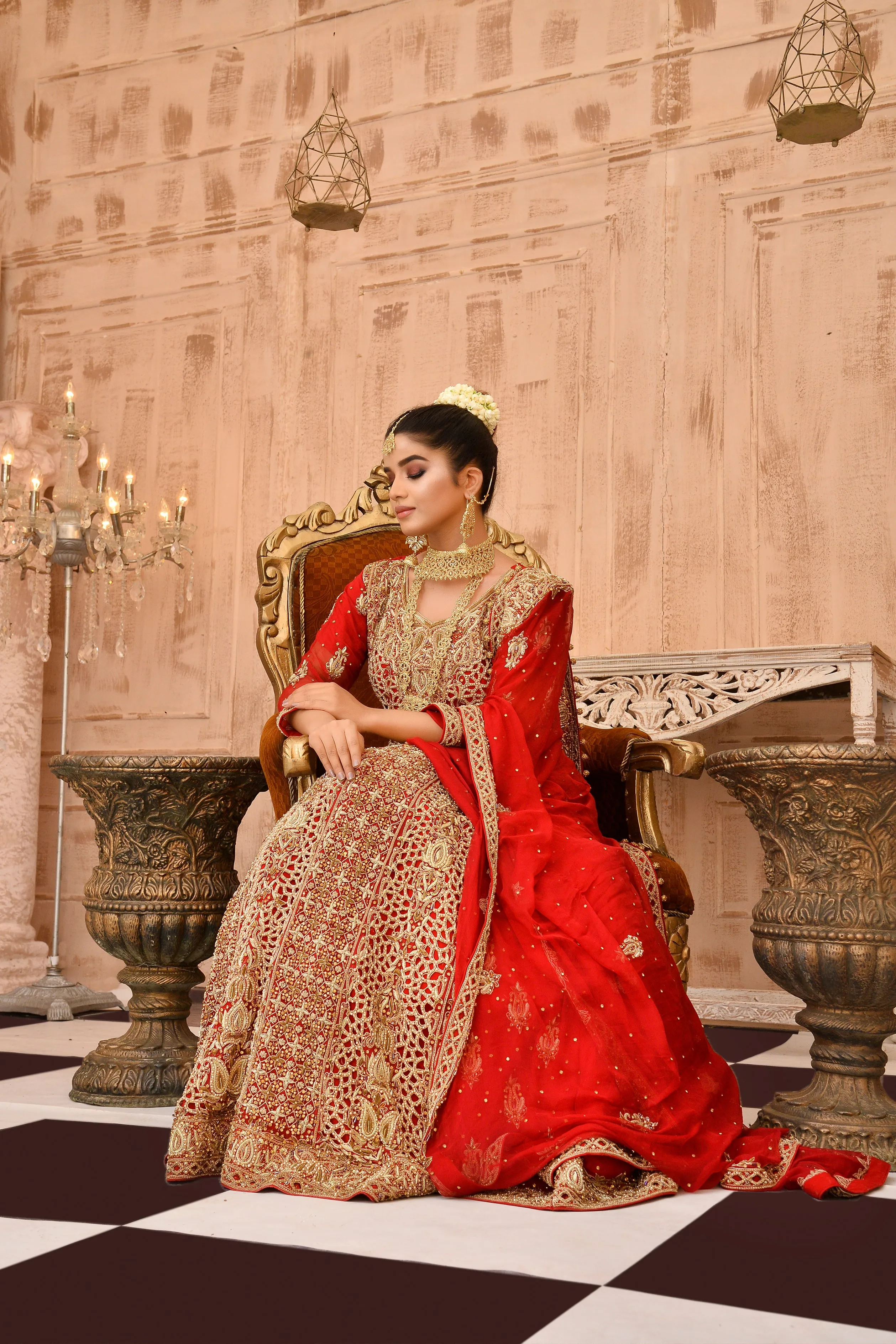 Traditional Bridal Red Lehenga Dress Pakistani #BS757