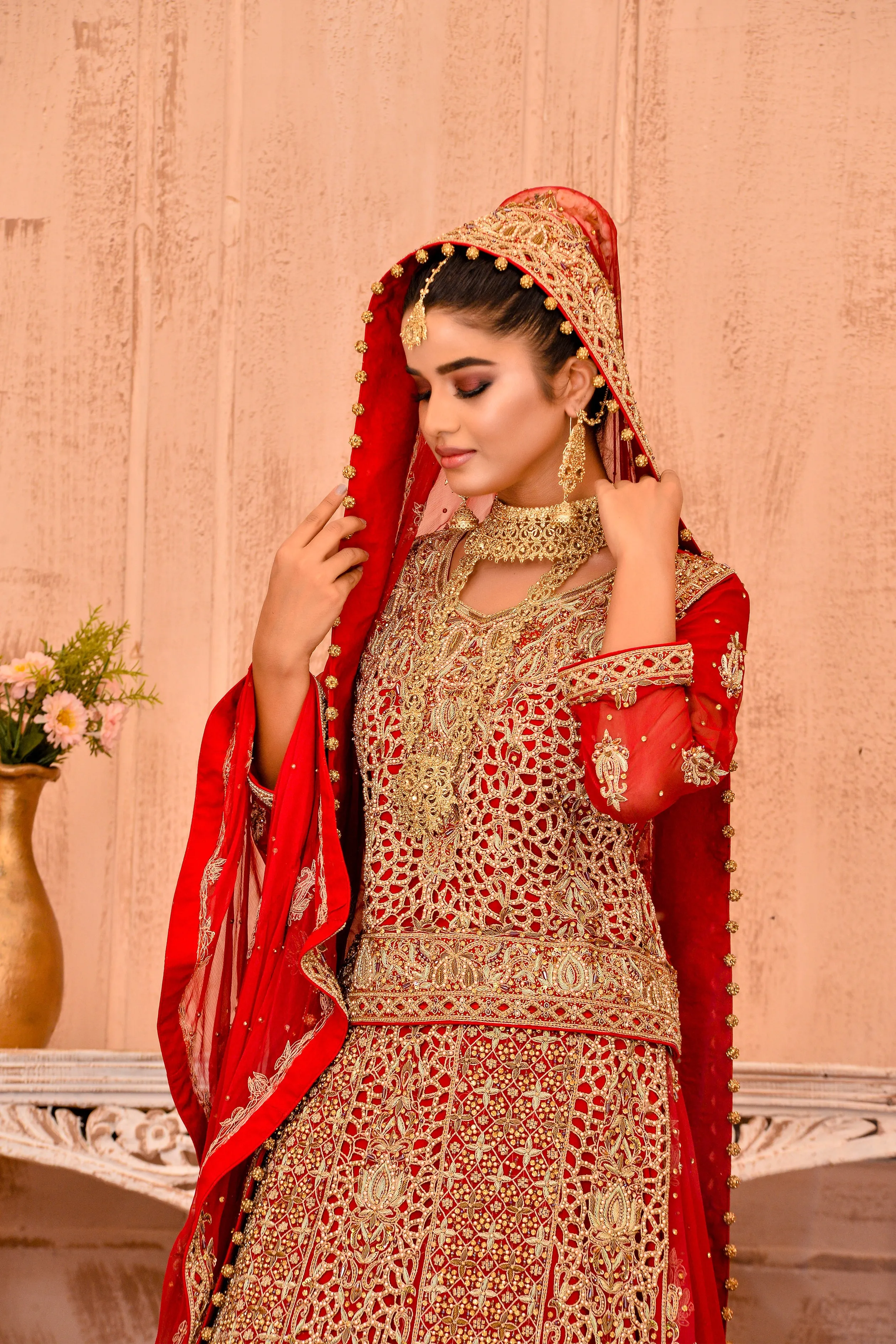Traditional Bridal Red Lehenga Dress Pakistani #BS757
