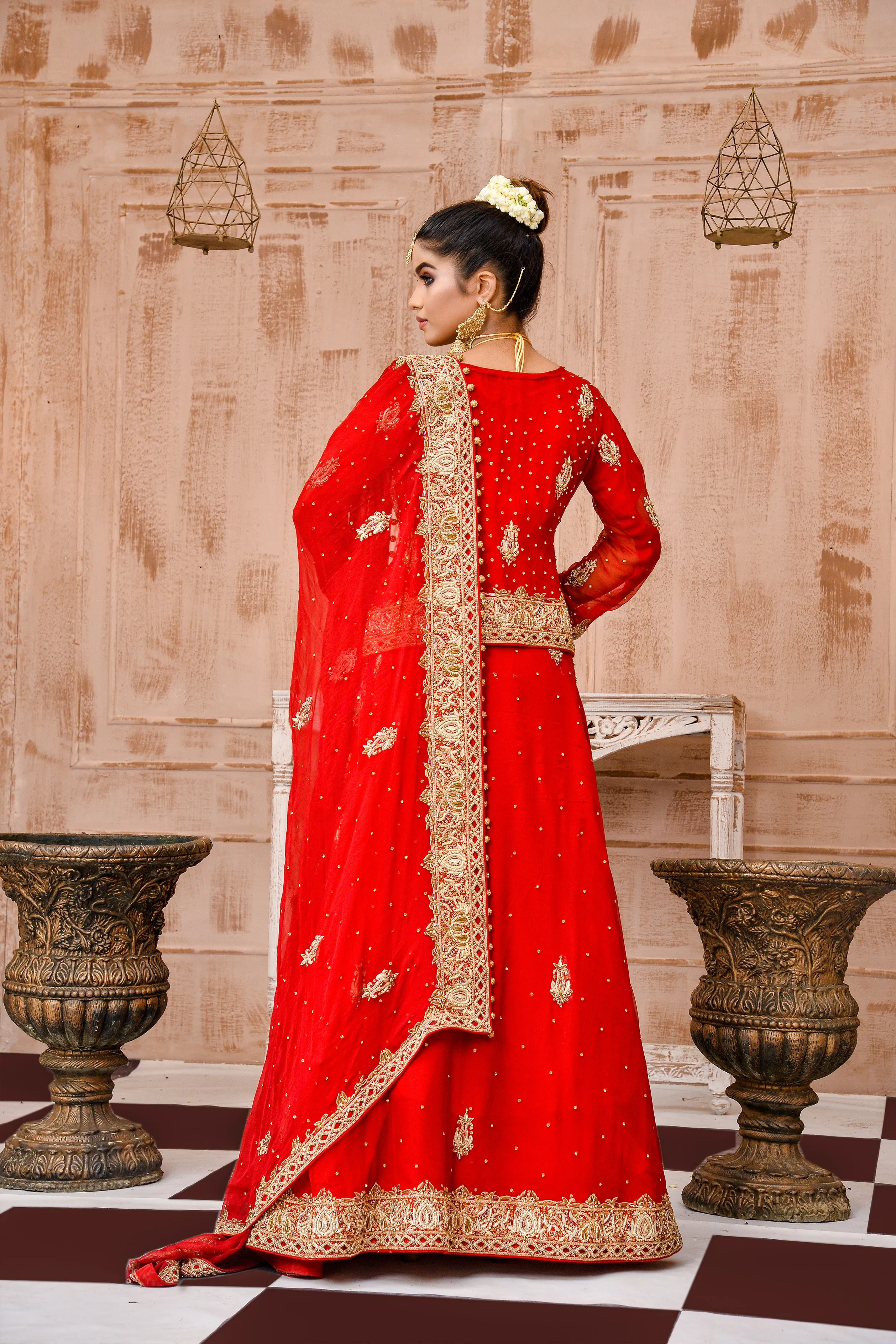Traditional Bridal Red Lehenga Dress Pakistani #BS757