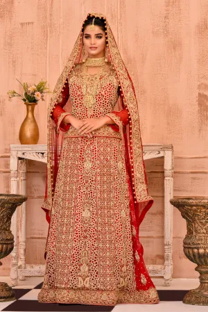 Traditional Bridal Red Lehenga Dress Pakistani #BS757
