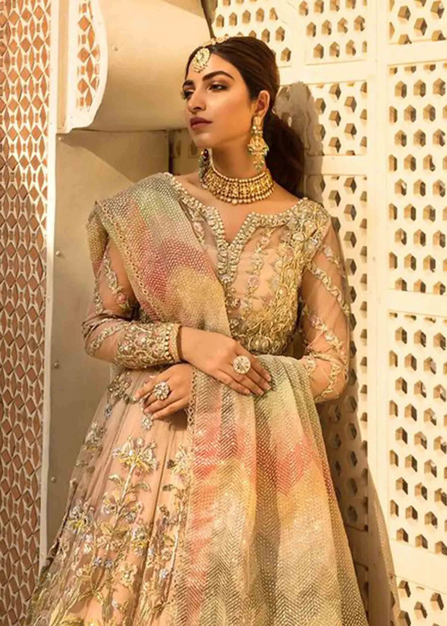 Traditional Lehenga Frock Bridal Dress Pakistani #BS782