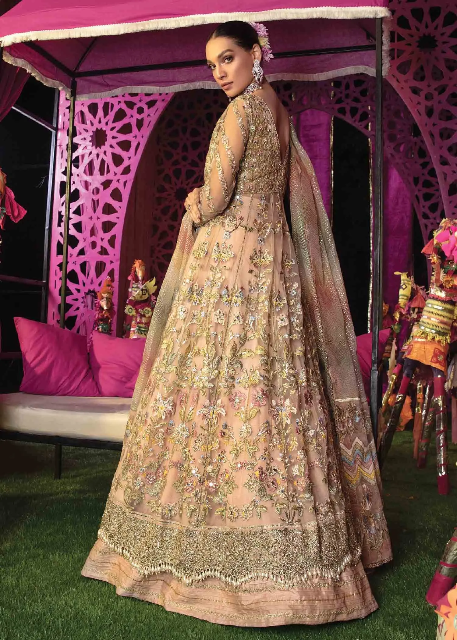 Traditional Lehenga Frock Bridal Dress Pakistani #BS782