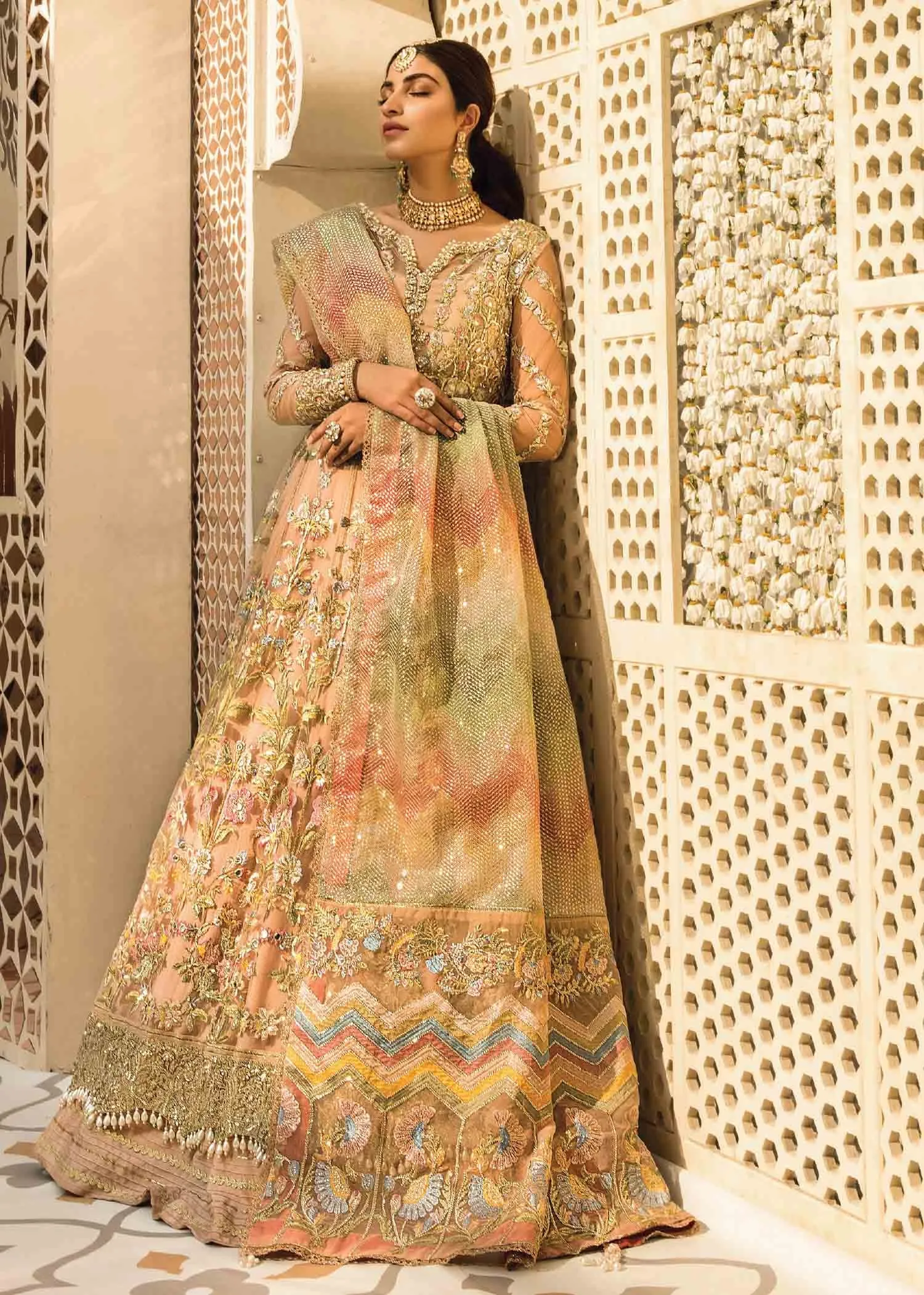 Traditional Lehenga Frock Bridal Dress Pakistani #BS782