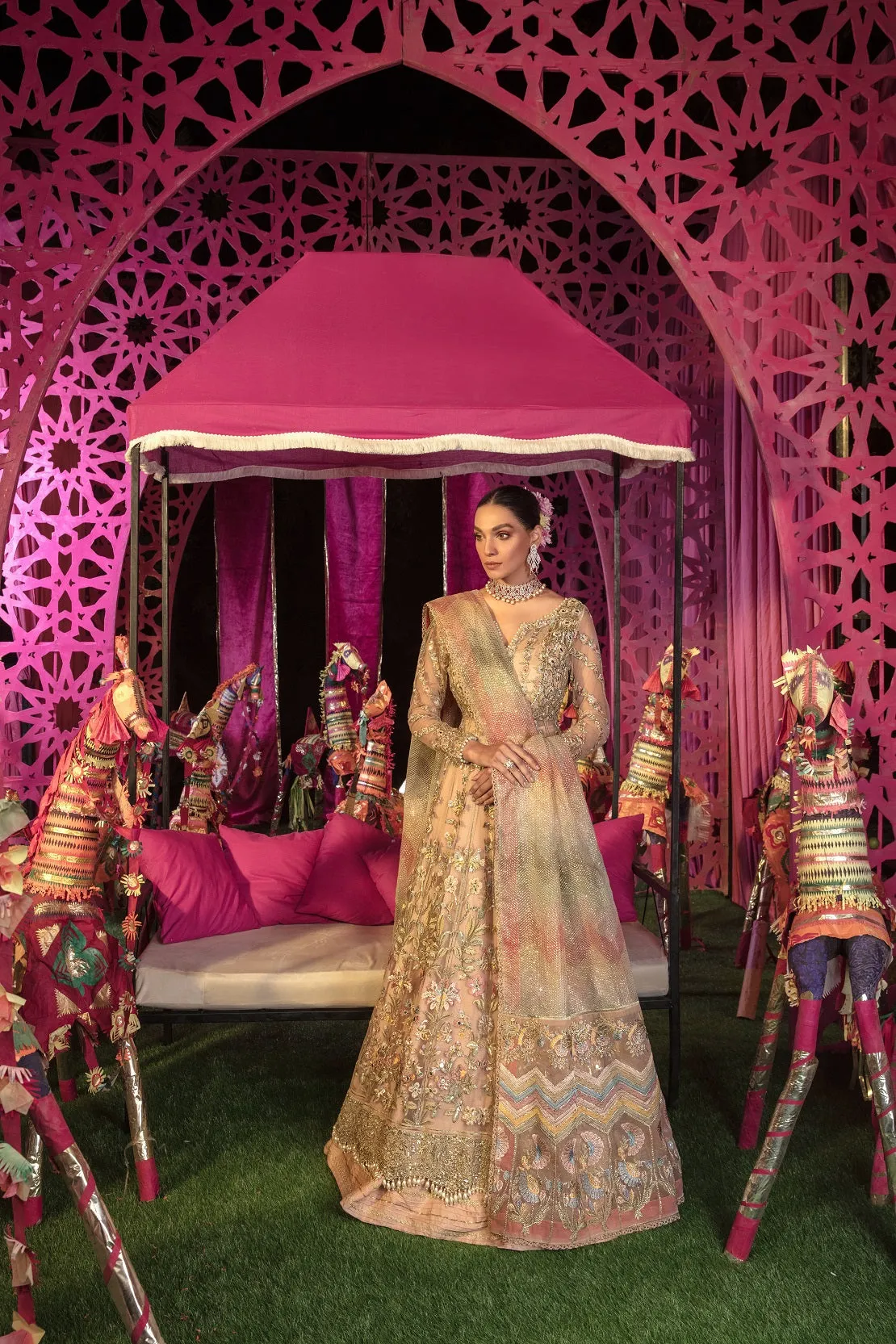 Traditional Lehenga Frock Bridal Dress Pakistani #BS782