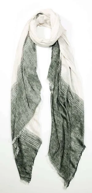 Turkish Linen Scarf - Natural/Forest