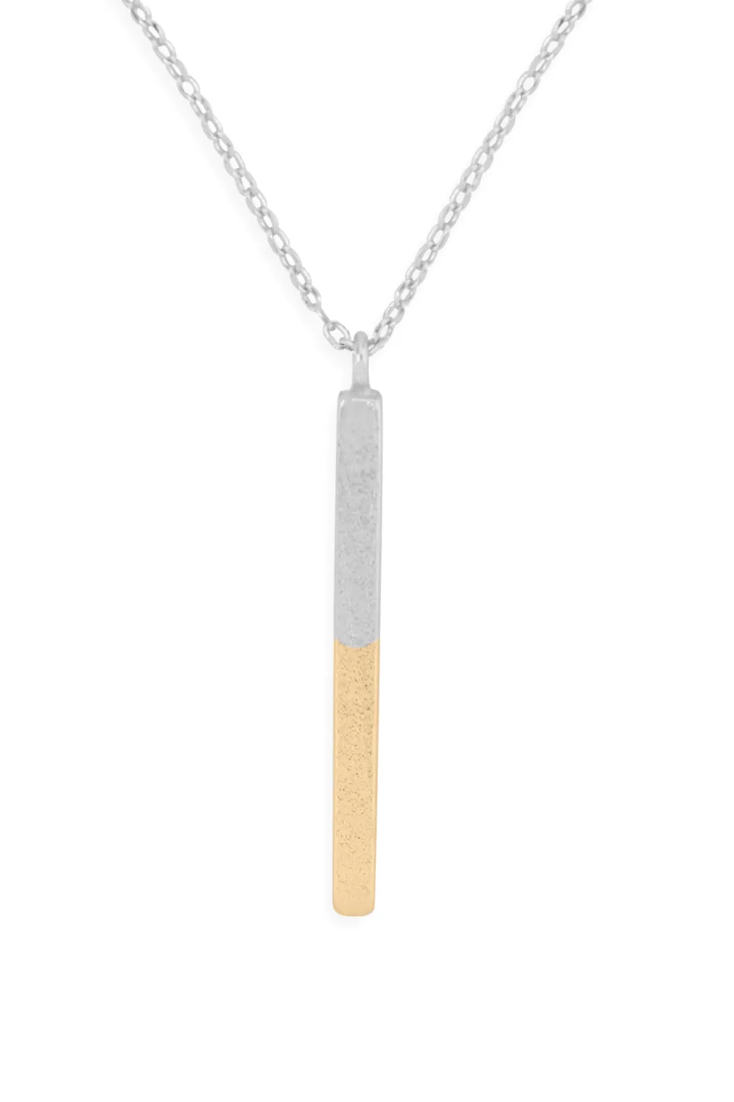TWO TONE BAR PENDANT DAINTY NEKCLACE
