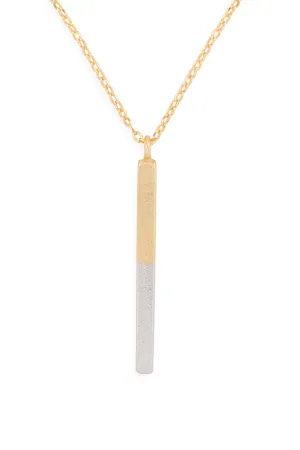 TWO TONE BAR PENDANT DAINTY NEKCLACE
