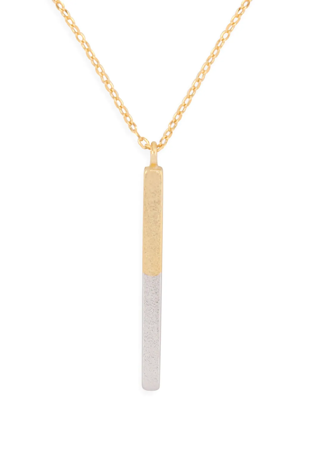 TWO TONE BAR PENDANT DAINTY NEKCLACE