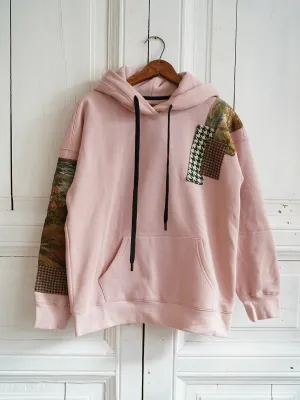 Unlogical Poem Vintage Style Patchwork Pink Hoodie