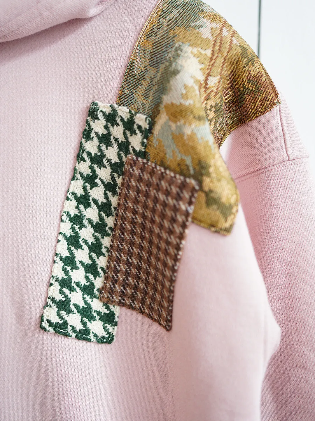 Unlogical Poem Vintage Style Patchwork Pink Hoodie