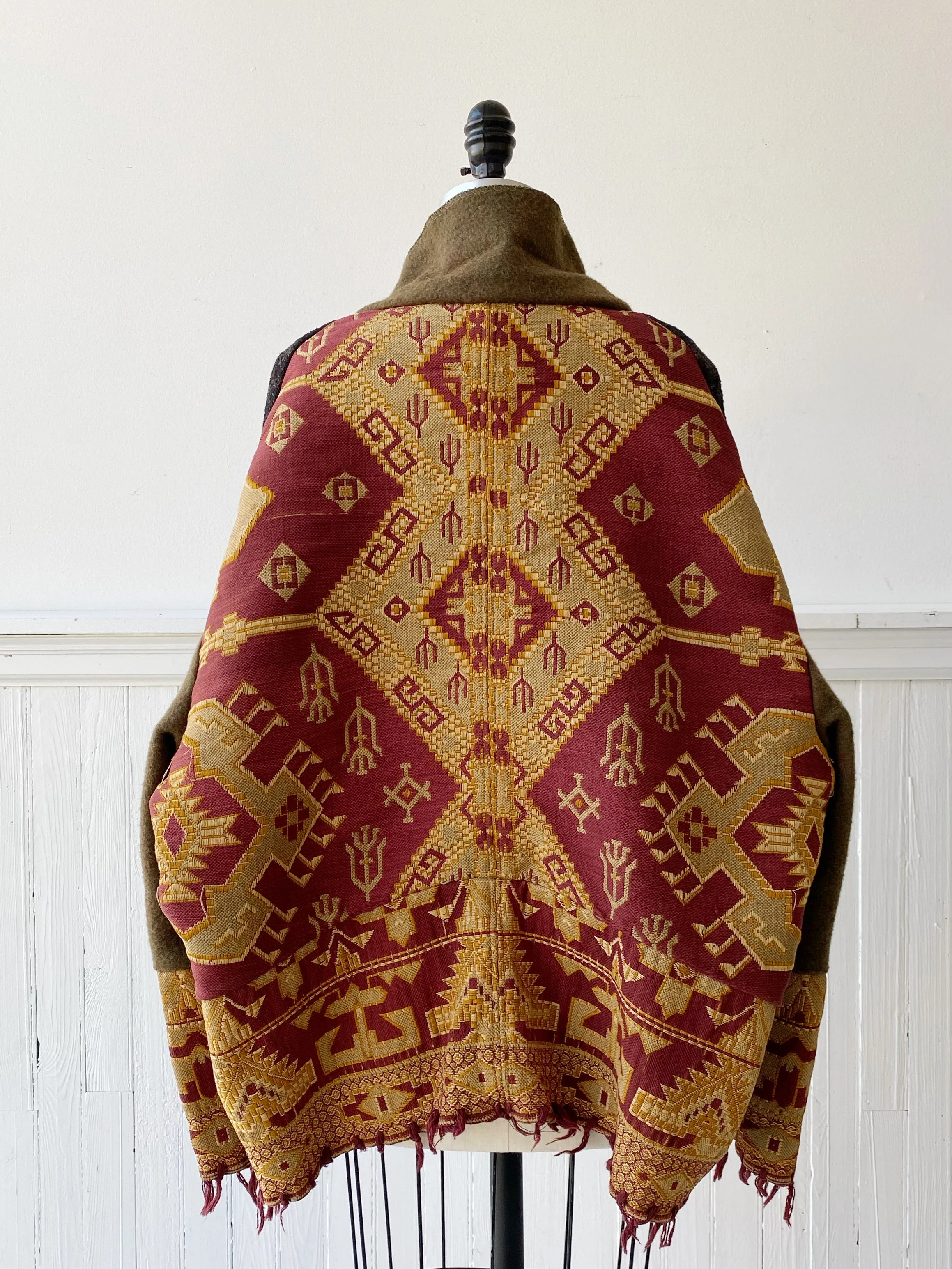 victorian jacquard and army blanket cocoon #2
