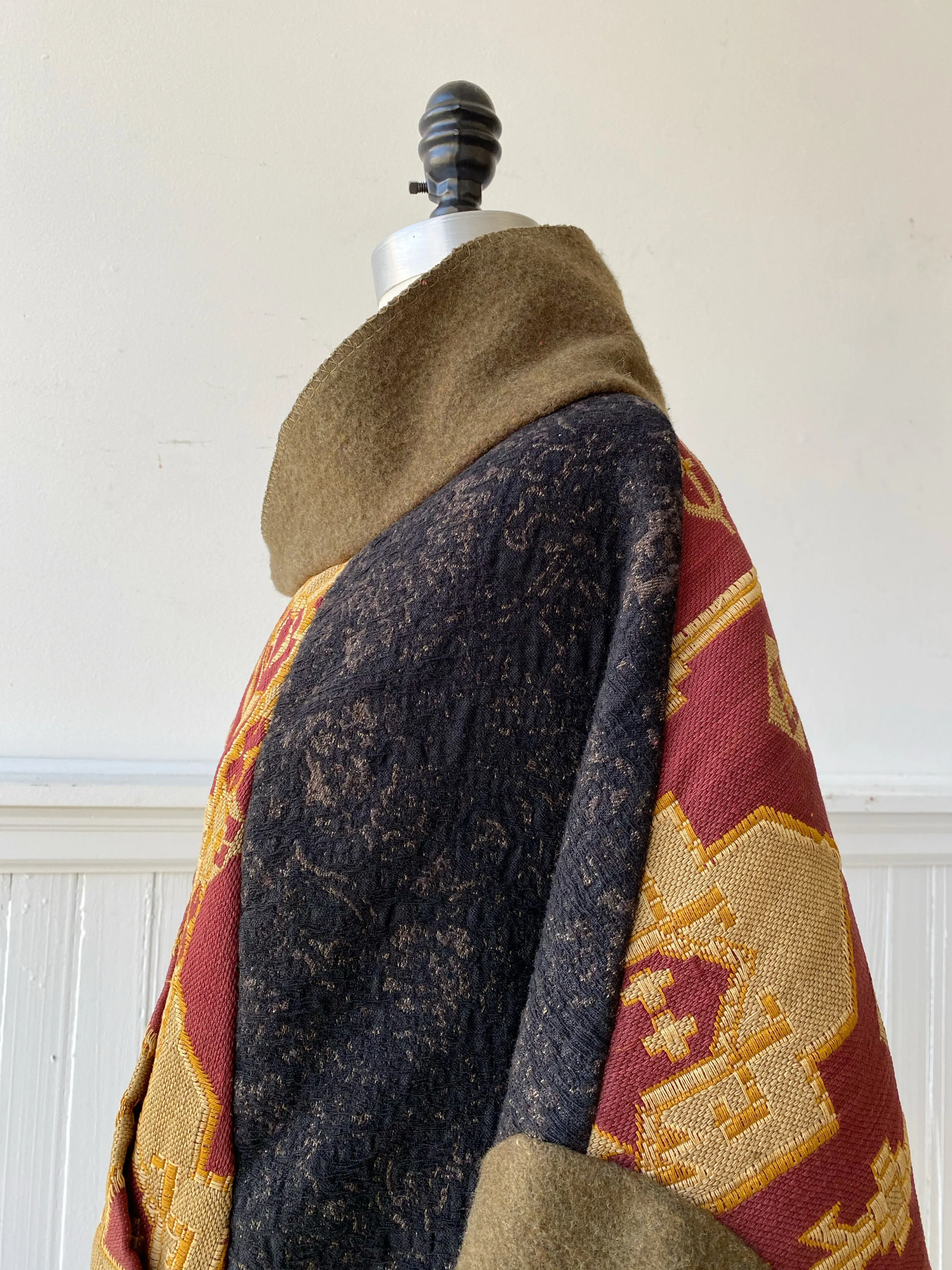 victorian jacquard and army blanket cocoon #2
