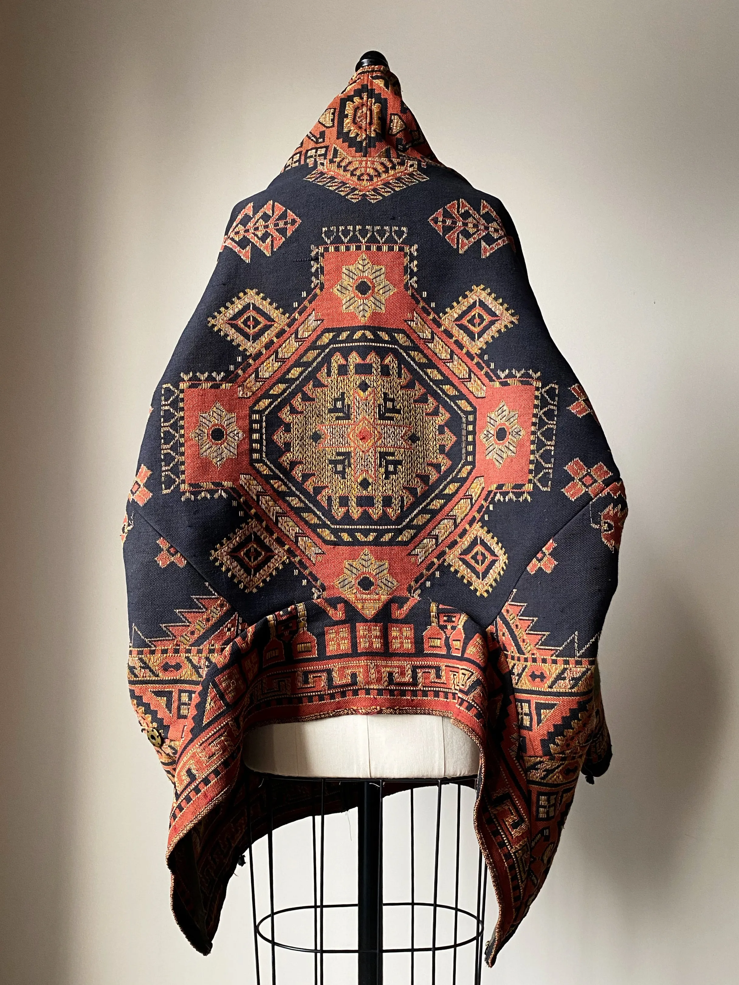 victorian jacquard and army blanket cocoon 2