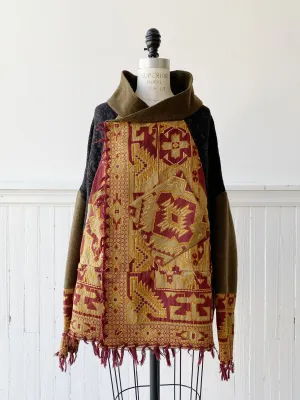 victorian jacquard and army blanket cocoon #2