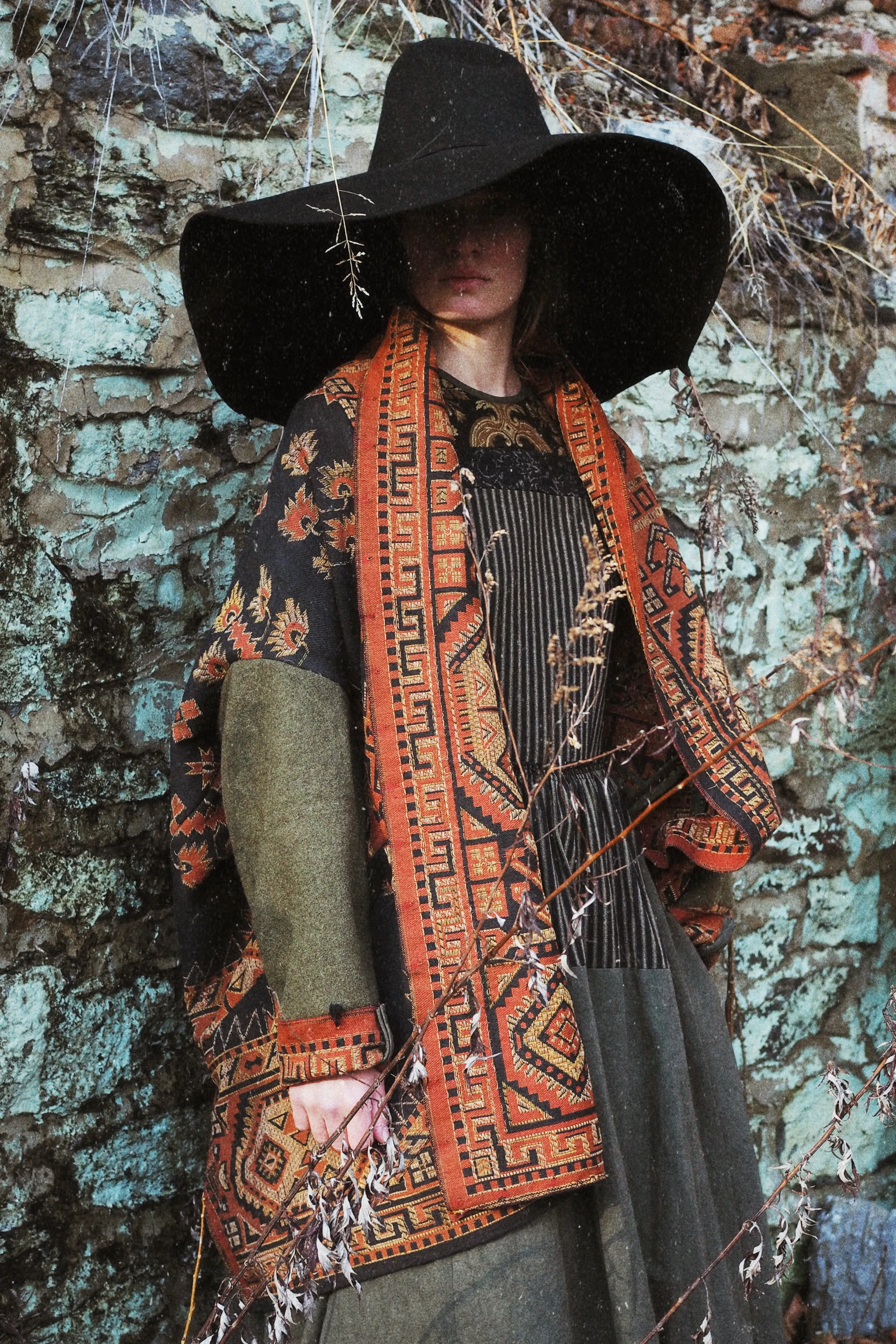 victorian jacquard and army blanket cocoon 2