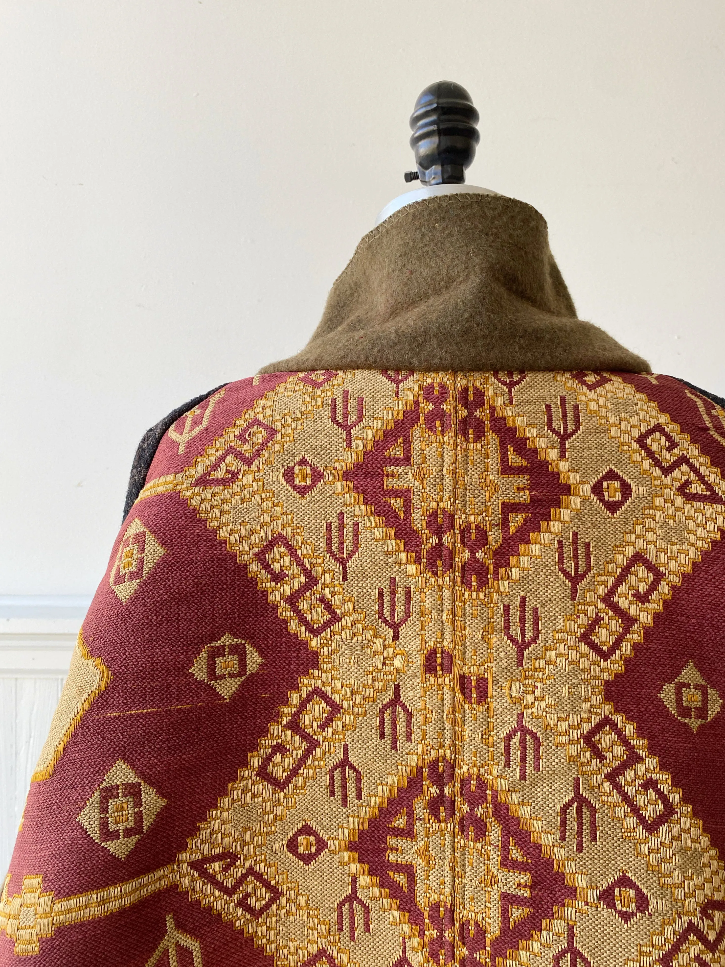 victorian jacquard and army blanket cocoon #2