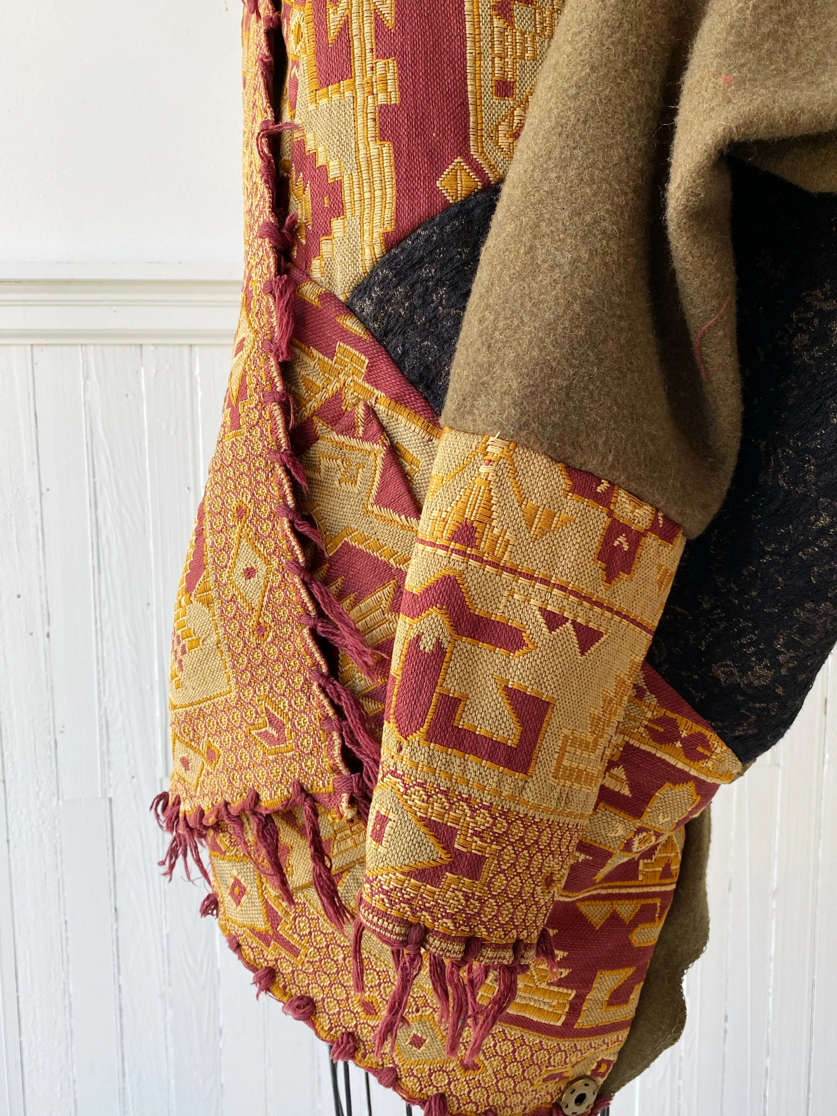 victorian jacquard and army blanket cocoon #2