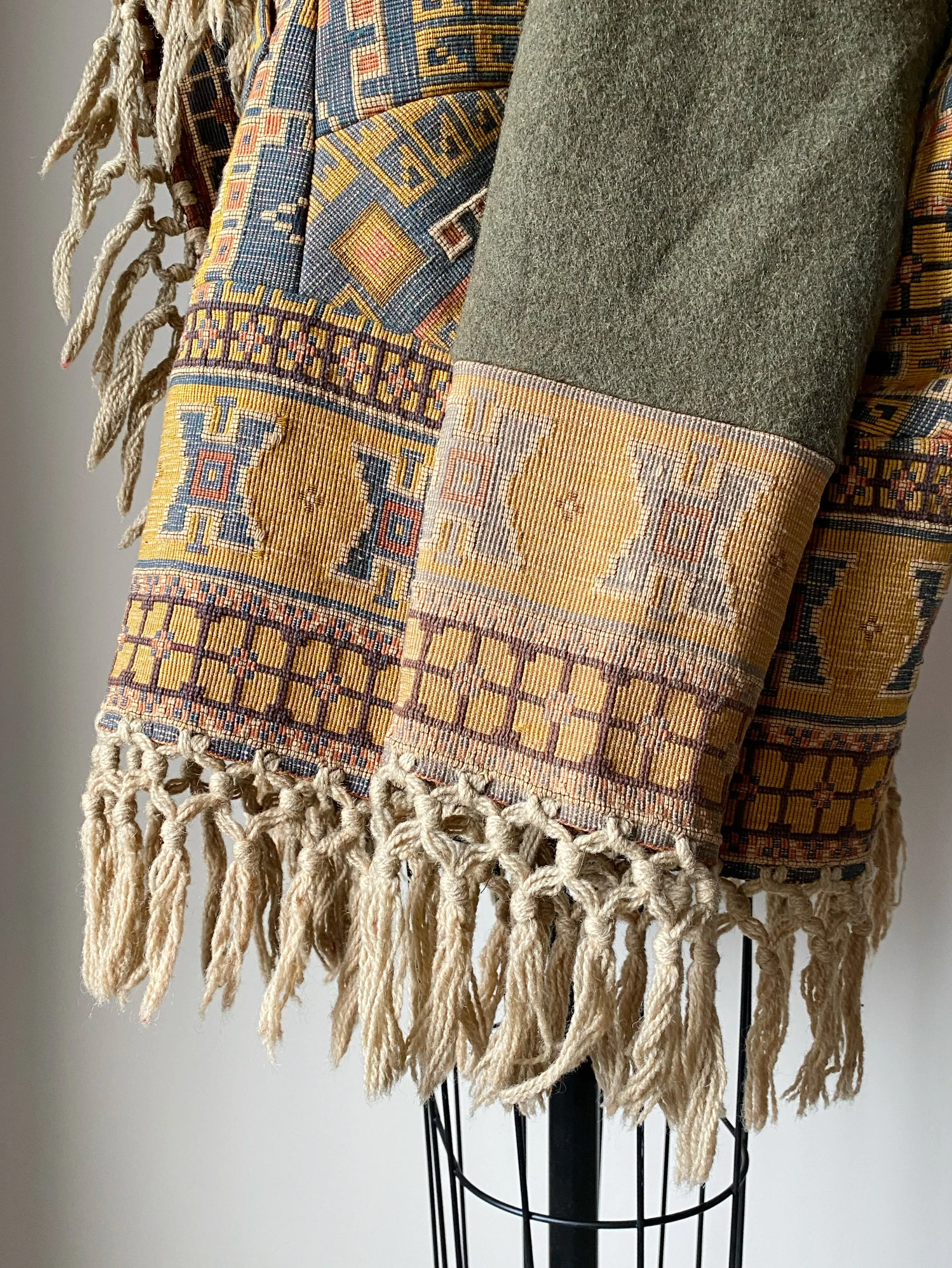 victorian jacquard and army blanket cocoon 3