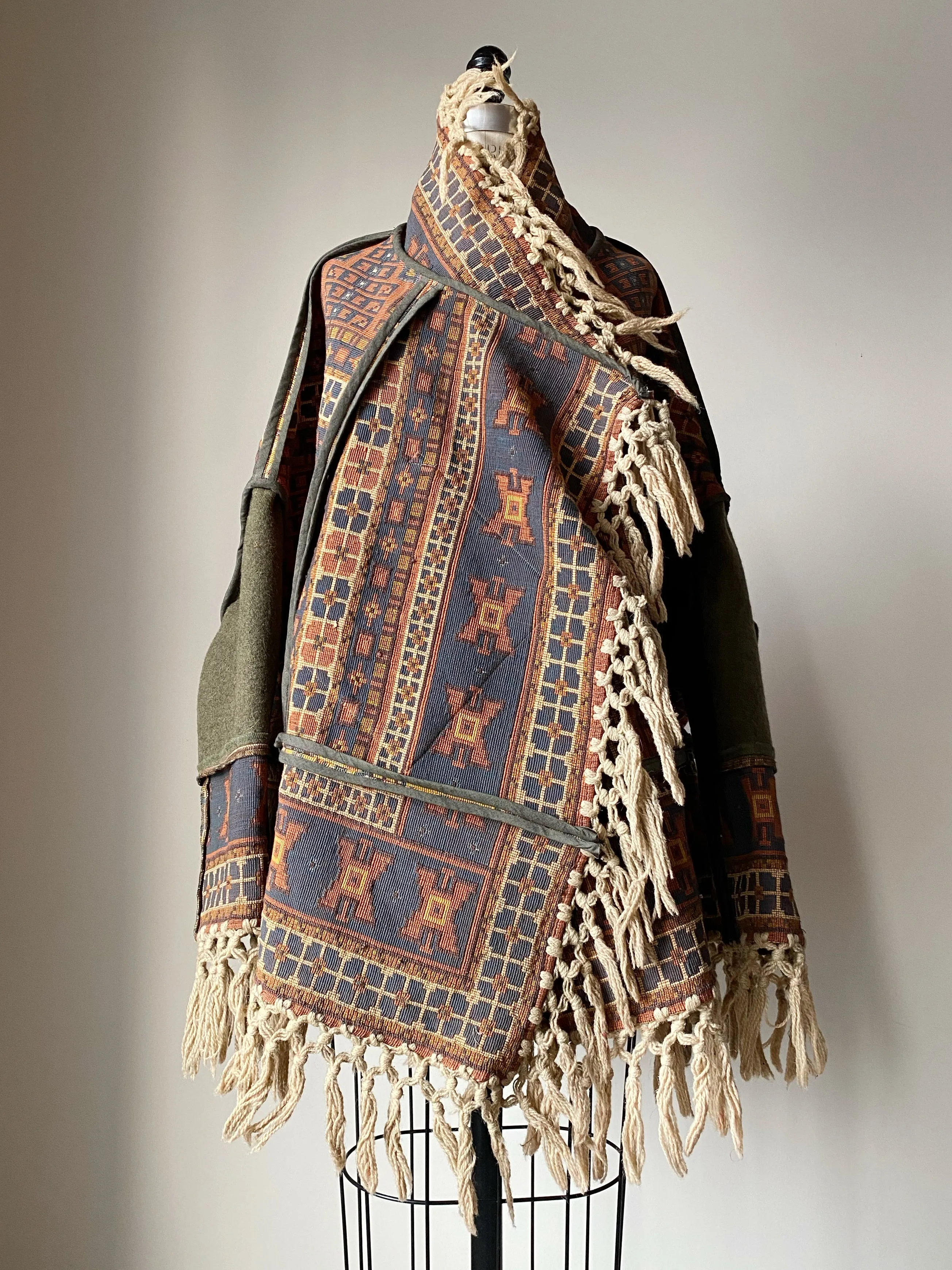 victorian jacquard and army blanket cocoon 3